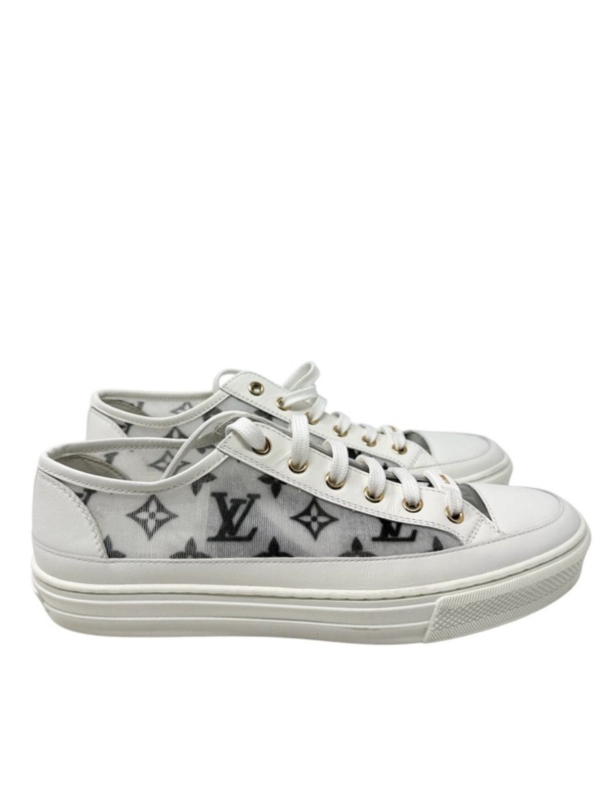 Louis Vuitton Stellar Low Top White Navy Blue Monogram Logo Sneakers Size 39